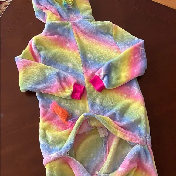 Multi-Color Kids’ Zippered Unicorn Fleece PJ Onesie - Picture 4 of 5